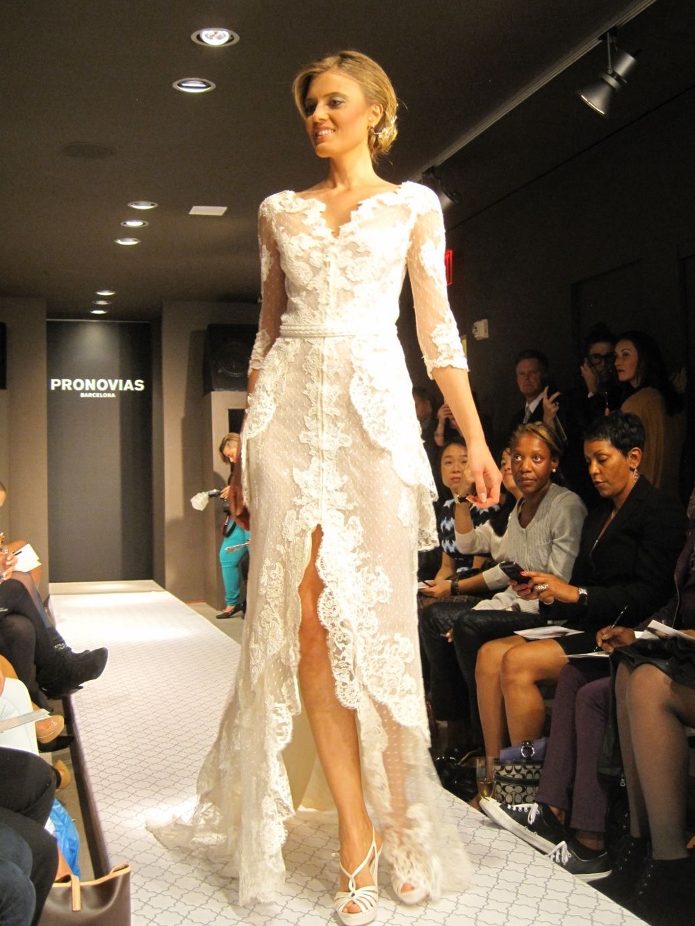 Pronovias Yaela Ivory Lace Long-Sleeve Bridal Gown